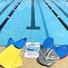 Metaqua Water exercise book, Boomerang kickboard and Swimming Fins poolside
